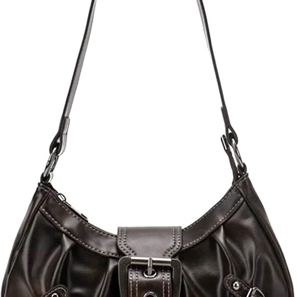 Leather Y2K Purse for Women Small Shoulder Hobo Clutch Bag with Zipper - Picture 1 of 7